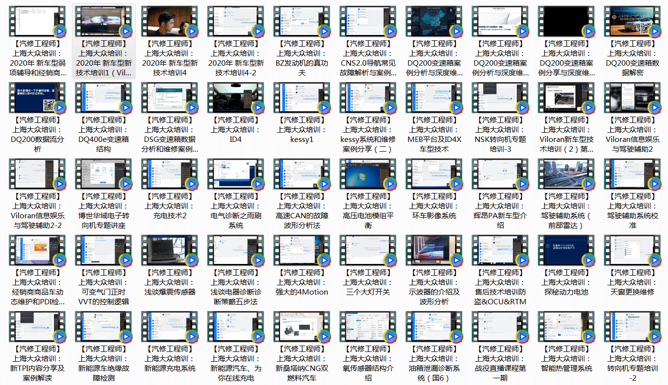 📂大众 | VW原厂 核心技术培训 2021年上海大众技术经理培训 新车型 新能源技术培训视频（15.8G）