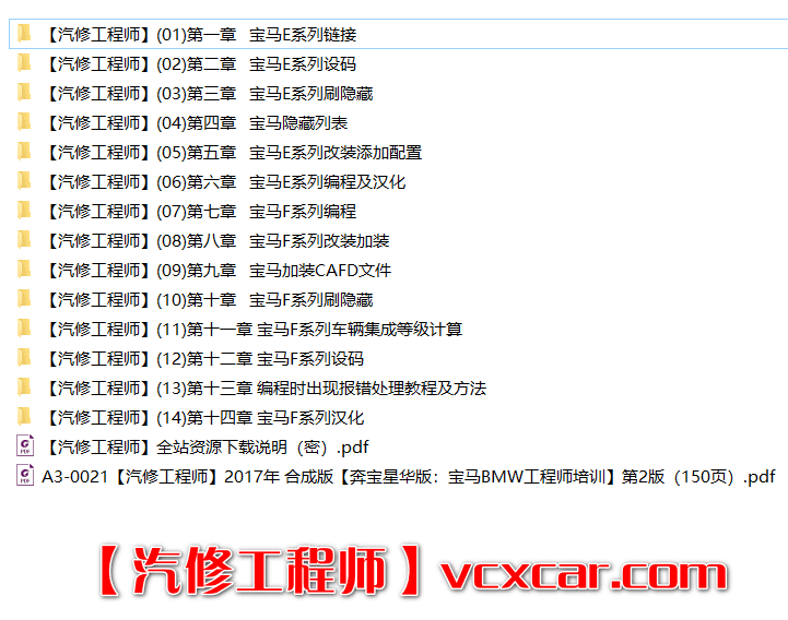 📂宝马BMW | 工程师教程 2017年 BBXH版：宝马BMW工程师培训 第2版 E系F系编程 设码 刷隐藏 加装改装 汉化（150页）