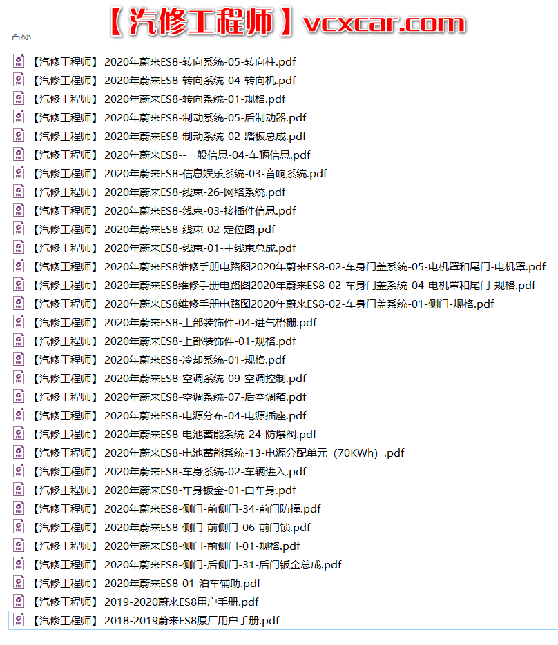📂蔚来 | 电动车 2020年 蔚来汽车维修手册 ES8 维修手册 用户手册 01（会员后面更新）