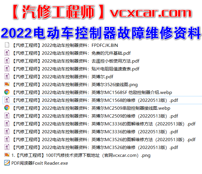 📂新能源 | 控制器 2022年 电动汽车 专用控制器 英博尔故障案例维修资料（90M）