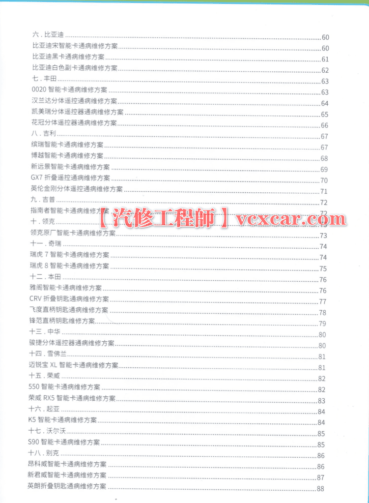 📂钥匙 | 维修 2023年 钥匙维修 遥控器智能卡通病原理维修方案  从入门到精通 大众奥迪奔驰宝马路虎保时捷比亚迪吉利本田日产东风长安长城现代(114页)