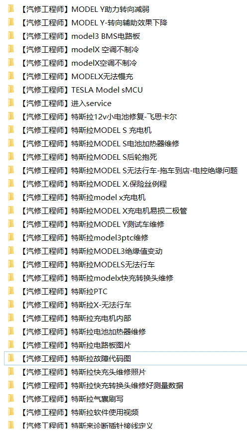 🎓[SVIP·积分资料] 2025年 特斯拉Model各种故障案例汇总：主板 电池 充电 气囊 刹车 空调 大灯 加热 助力 辅助（1368份 8.5G）