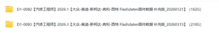 📂大众奥迪 | Flashdaten 2026.3大众-奥迪-斯柯达-宾利-兰博-西特工程师离线数据 汽车电脑模块固件数据(VW Audi Skoda -Bentley)sgo frf (210G)