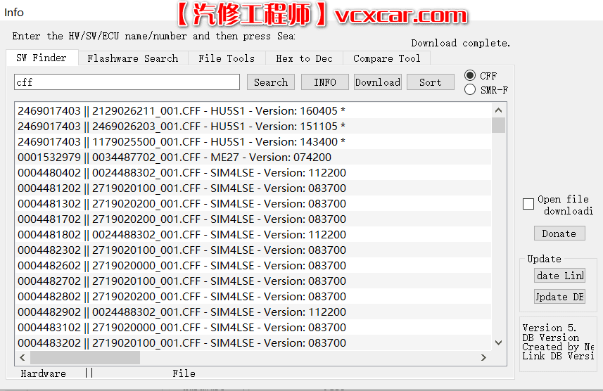 📂奔驰Benz | 编程数据 编程文件在线下载器SW Finder 搜索下载 不同权限编程文件CFF SMR-F x86x64对应系统版本
