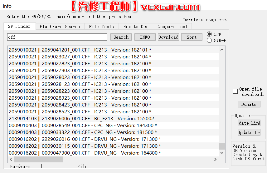 📂奔驰Benz | 编程数据 编程文件在线下载器SW Finder 搜索下载 不同权限编程文件CFF SMR-F x86x64对应系统版本